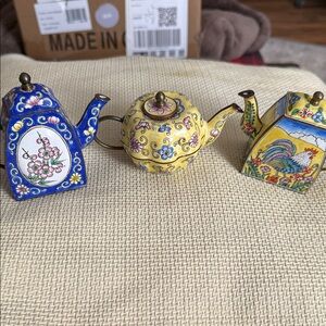 Artisan Floral Ceramic Teapot Trio